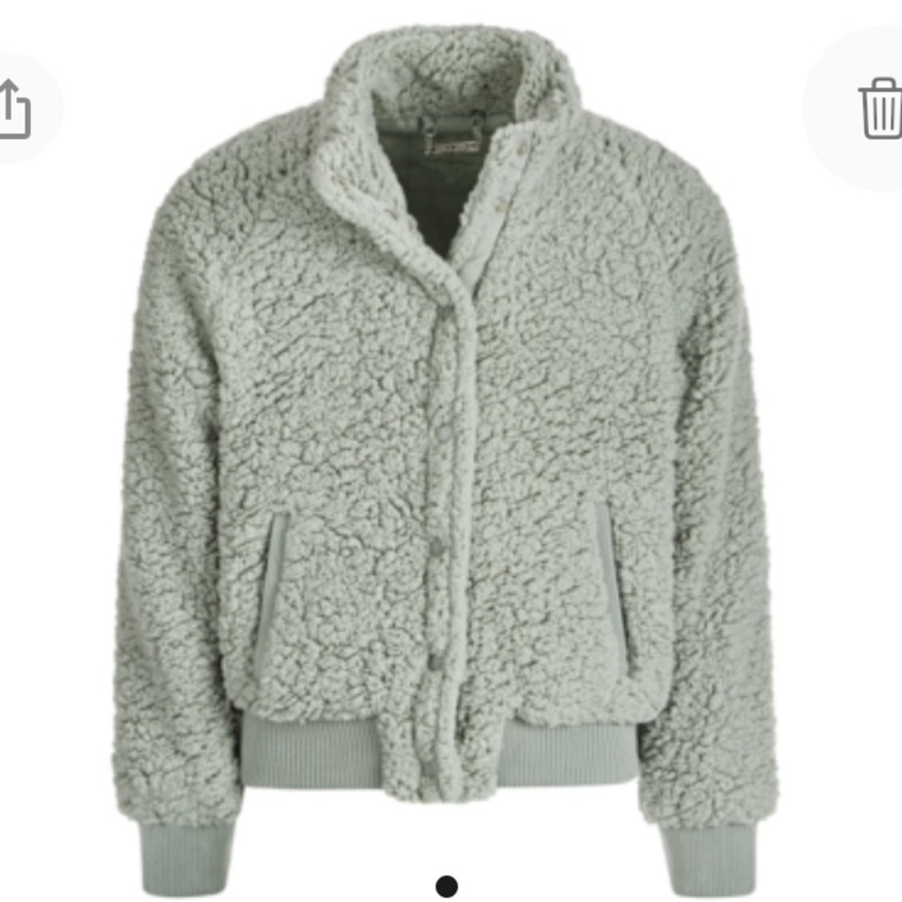 NEW Jou Jou Girls Sherpa Button Snap Front Jacket, Size Youth Large, Green